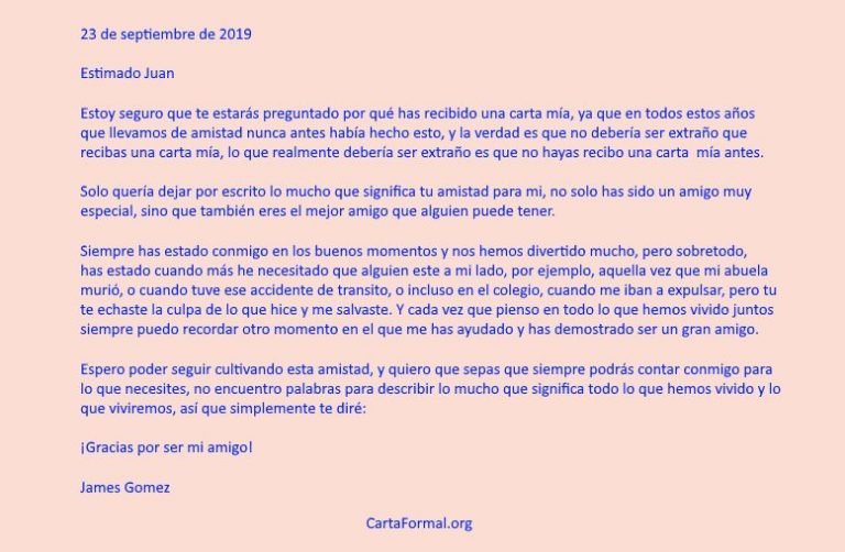 Carta formal para un amigo  Ejemplo, Como se hace, Corta